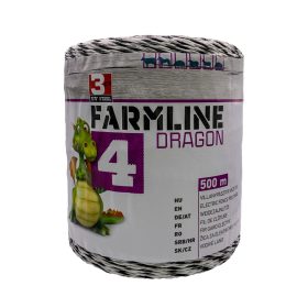   Fir pentru gard electric Dragon 4 – negru/alb, 500 m, 0,4 ohm/m, rezistență la rupere 130 kg
